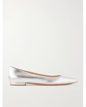 Gianvito Rossi Gianvito Metallic Leather Ballet Flats - Natural
