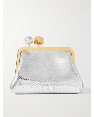 Jacquemus Le Berlingot Clutch Aus Metallic-Leder Mit Schlangeneffekt Und Verzierungen - Mettallic
