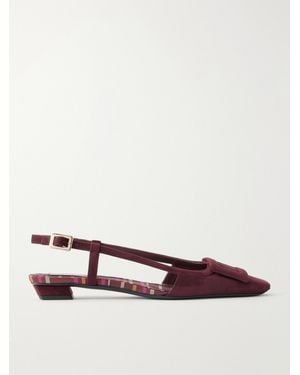 Roger Vivier 25 Suede Slingback Ballet Flats - Red