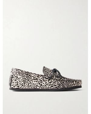 Isabel Marant Fitza Leopard-Print Calf Hair Loafers - White