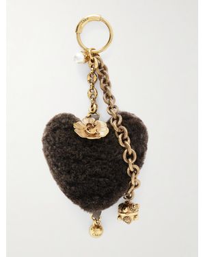 Chloé Taschenanhänger Aus Shearling Mit Goldfarbenen Details - Schwarz