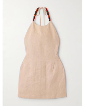 SIR. Mini-Robe Dos Nu En Lin À Perles Moretti - Neutre