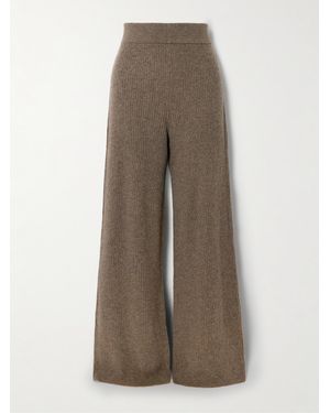 LeKasha Banvir Hose Mit Weitem Bein Aus Geripptem Biokaschmir - Natur