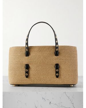 Alaïa Mena E/W Medium Eyelet-Embellished Leather-Trimmed Raffia Tote - Natural