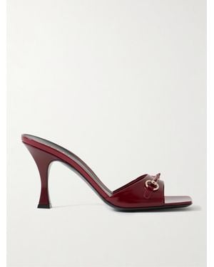 Gucci Selene Horsebit-Embellished Patent-Leather Mules - Brown