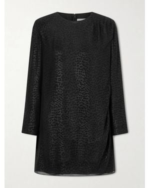 Veronica de Piante Pia Metallic Leopard-Print Silk-Chiffon Mini Dress - Schwarz
