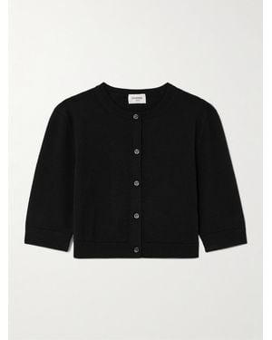 Saint Laurent Cropped Wool Cardigan - Black