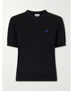 Loewe Anagram-Embroidered Wool-Blend Sweater - Black