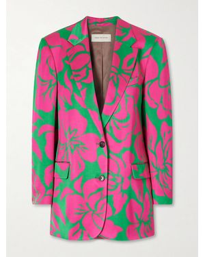 Dries Van Noten Floral-Print Satin Blazer - Pink