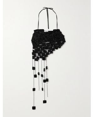 Cult Gaia Margaux Cutout Bead-Embellished Silk Top - Black