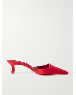 Manolo Blahnik Moiramu 50 Mules Aus Veloursleder - Rot