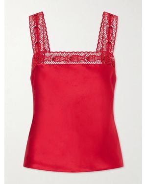 STAUD Da Adolfo Collection Veronica Silk-Satin Tank - Red