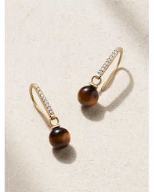 Mateo 14-Karat, Tiger's Eye And Diamond Earrings - Natural