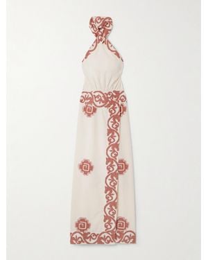 Johanna Ortiz Reinventing Neckholder-Maxikleid Aus Baumwolle Mit Stickereien - Pink