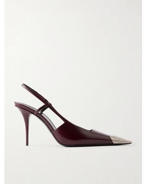 Saint Laurent Jeanne Cassandre-Embossed Leather Slingback Pumps - Pink