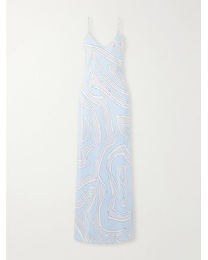 PUCCI Printed Silk Crepe De Chine Maxi Dress - White