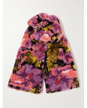 Dries Van Noten Schal Aus Plüschmaterial Mit Blumenprint - Pink