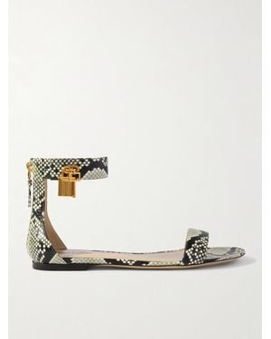 Tom Ford Sandalen Aus Leder Mit Schlangeneffekt Und Verzierungen - Weiß