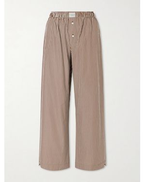 Comme Si La Boxer Alta Striped Cotton-Poplin Wide-Leg Pants - Natural