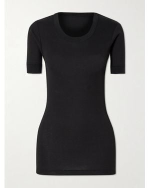 Calvin Klein Aubriella Ribbed Stretch Organic Cotton-Jersey T-Shirt - Black