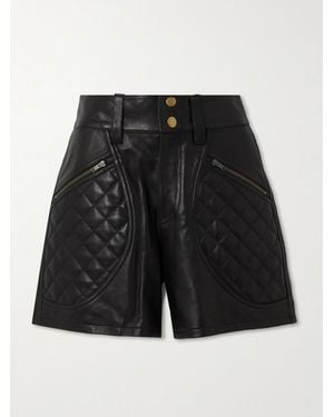 Isabel Marant Candice Quilted Leather Shorts - Black