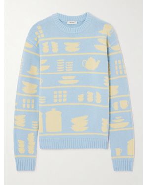 JW Anderson Crockery Pullover Aus Wolle Mit Intarsienmuster - Blau