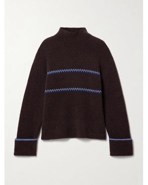 Proenza Schouler Anne Fair Isle Merino Wool-Blend Bouclé Turtleneck Jumper - Black
