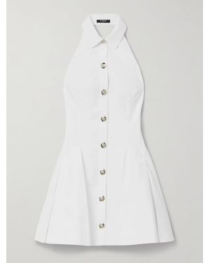 Balmain Neckholder-Minikleid Aus Baumwollpopeline Mit Falten - Weiß
