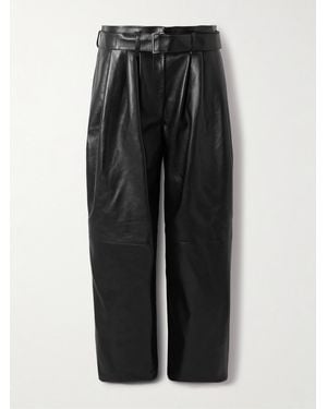 Magda Butrym Belted Leather Tapered Trousers - Black