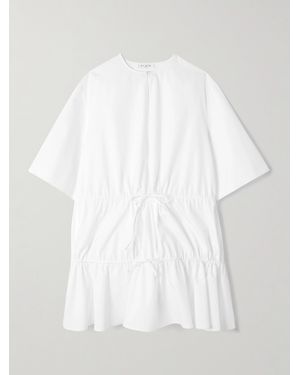 Alaïa Gathered Cotton-Poplin Mini Dress - White