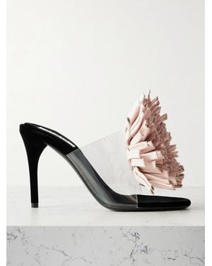 Alaïa Mules Aus Samt Mit Leder- Und Pvc-Besatz - Natur