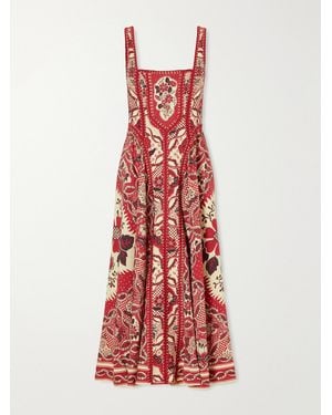 ALÉMAIS Kenny Floral-Print Crepe Midi Dress - Red