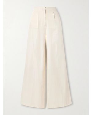 JOSEPH Alanel Silk And Cotton-Blend Wide-Leg Trousers - Natural