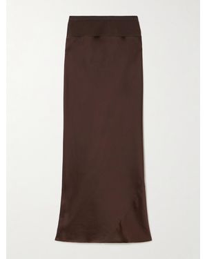Rick Owens Maxirock Aus Charmeuse Mit Besatz Aus Einer Gerippten Baumwollmischung - Braun