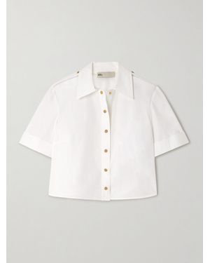 Tory Burch Cotton-Blend Poplin Shirt - Natural