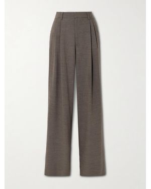 LIBEROWE Annie Pleated Twill Wide-Leg Pants - Gray