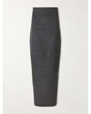 KHAITE Loxley Darted Wool, Silk And Cashmere-Blend Felt Midi Skirt - Gray