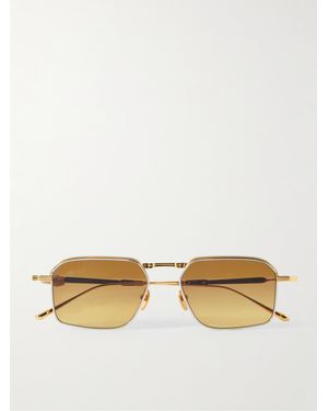 Jacques Marie Mage Koenig Goldfarbene Sonnenbrille Mit Eckigem Rahmen - Natur