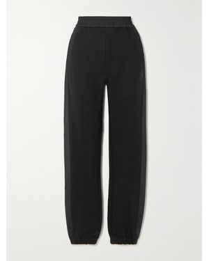Moncler Jogginghose Aus Baumwoll-Jersey Mit Shell-Einsätzen Und Verzierung - Schwarz