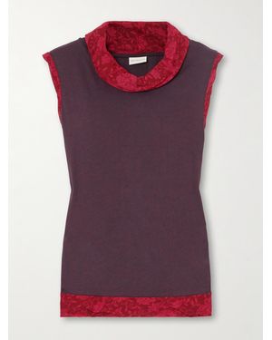 Dries Van Noten Jacquard-Trimmed Cotton-Blend Tank - Purple