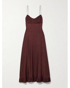 Doen Rosaria Midikleid Aus Einer Seidenmischung Mit Punkten Und Raffungen - Lila