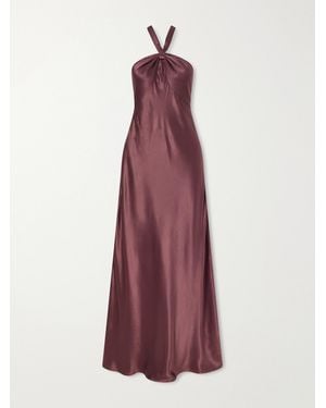 RIXO London Losanna Satin Maxi Dress - Purple