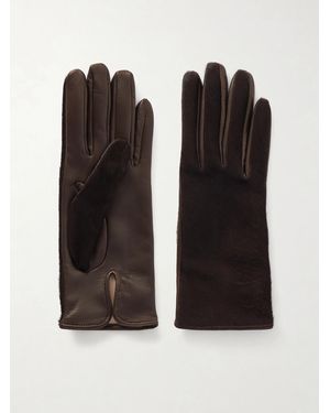 Nour Hammour Calf Hair And Leather Gloves - Black