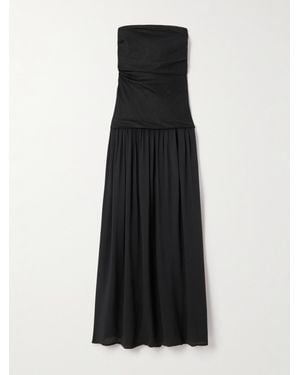 Faithfull the Brand Hedy Strapless Gathered Linen And Voile Maxi Dress - Black