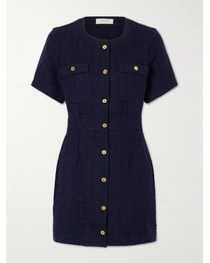 Giuliva Heritage Vera Minikleid Aus Bouclé-Tweed Aus Einer Wollmischung Mit Crêpe-Besätzen - Blau