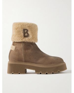 Bogner Turin Shearling-Trimmed Suede Boots - Brown