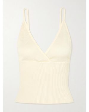 Deiji Studios Cross Panel Cropped Ribbed Linen Top - Natural