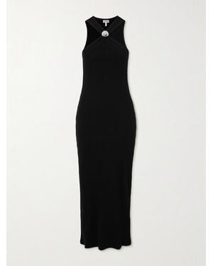 Loewe Embellished Ribbed Cotton-Jersey Midi Dress - Black