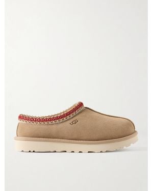 UGG Tasman Slippers Aus Veloursleder Mit Fleecefutter Aus Einer Wollmischung Und Stickereien - Natur