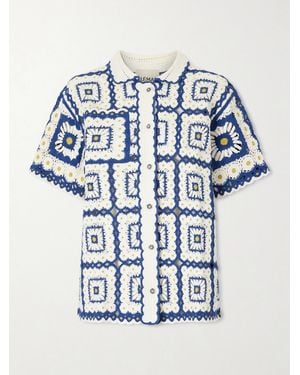 ALÉMAIS Dolly Crochet Cotton Shirt - Blue